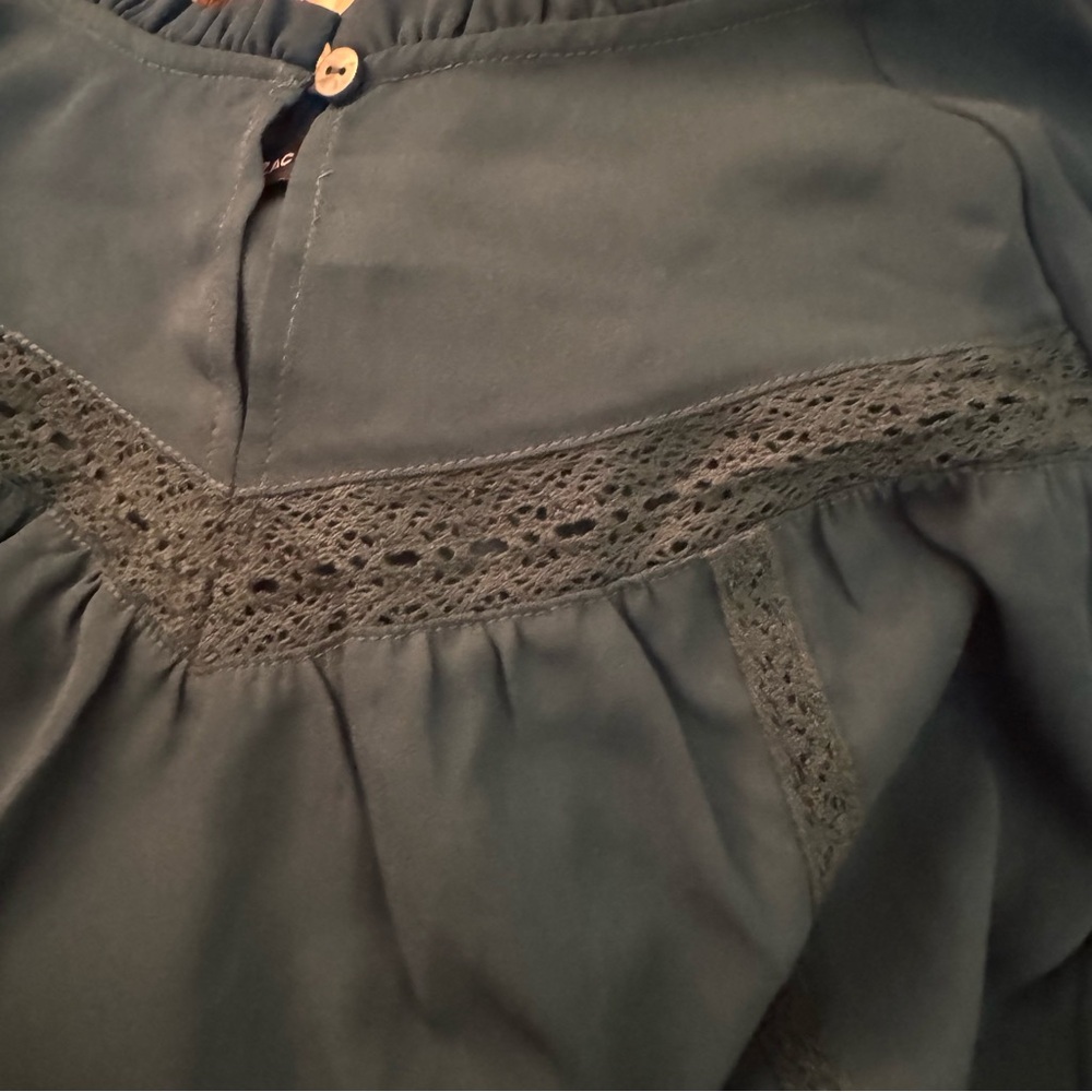 Zac & Rachel Dark Teal Peasant Lace Details Long Bell Sleeve Top Size 2X NWT - Picture 8 of 13